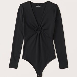 NWT Black Long Sleeve Seamless Bodysuit with Keyhole